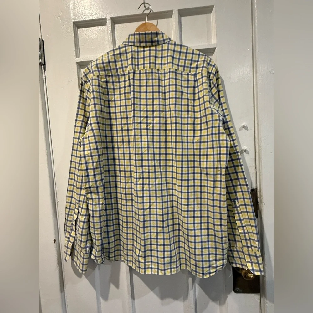 J. Crew Men's Yellow and Blue Plaid Shirt